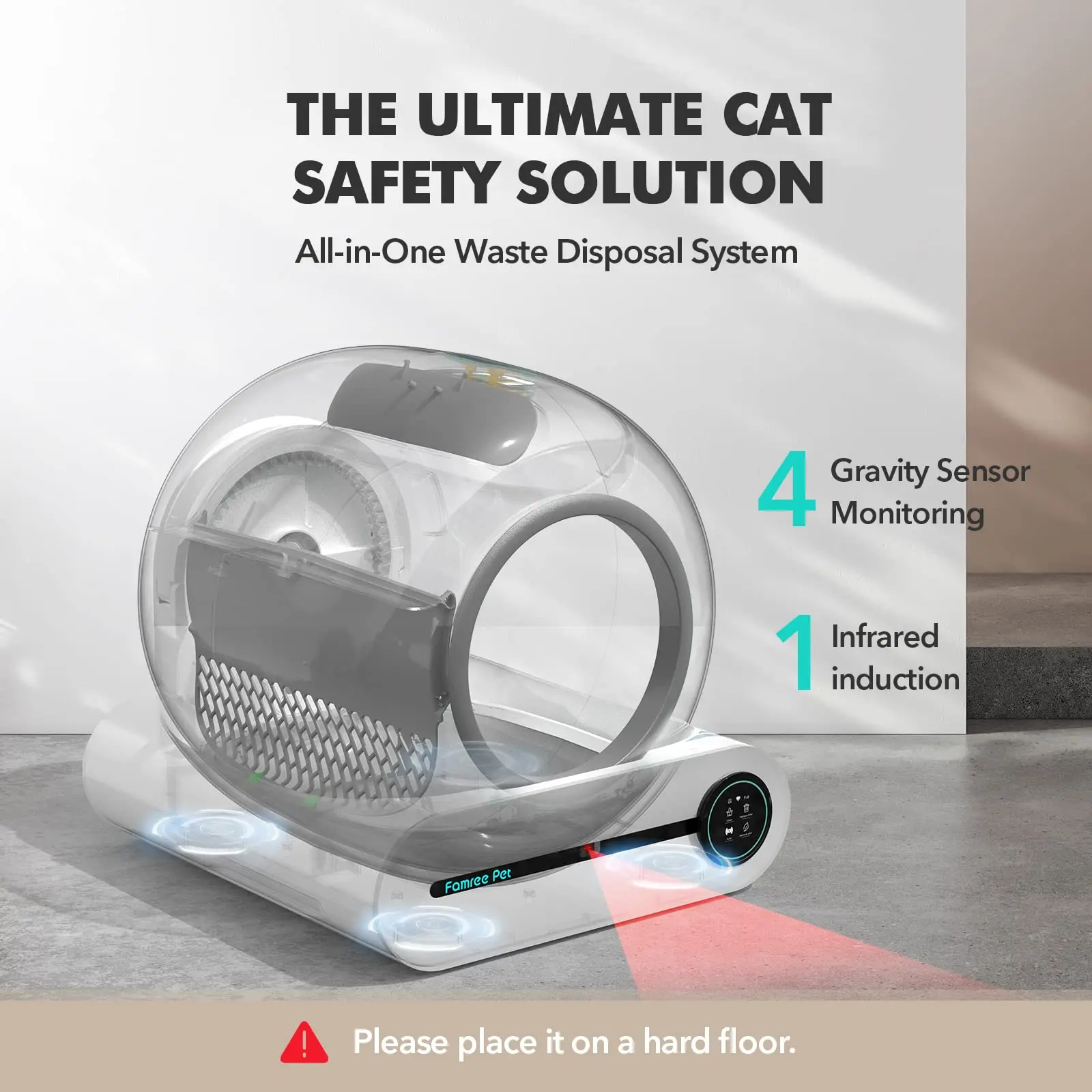 Smart Self-Cleaning Cat Litter Box Automatic Cat Litter Cleaning Robot with 65L+9L Large Capacity APP Control for Multiple Cats