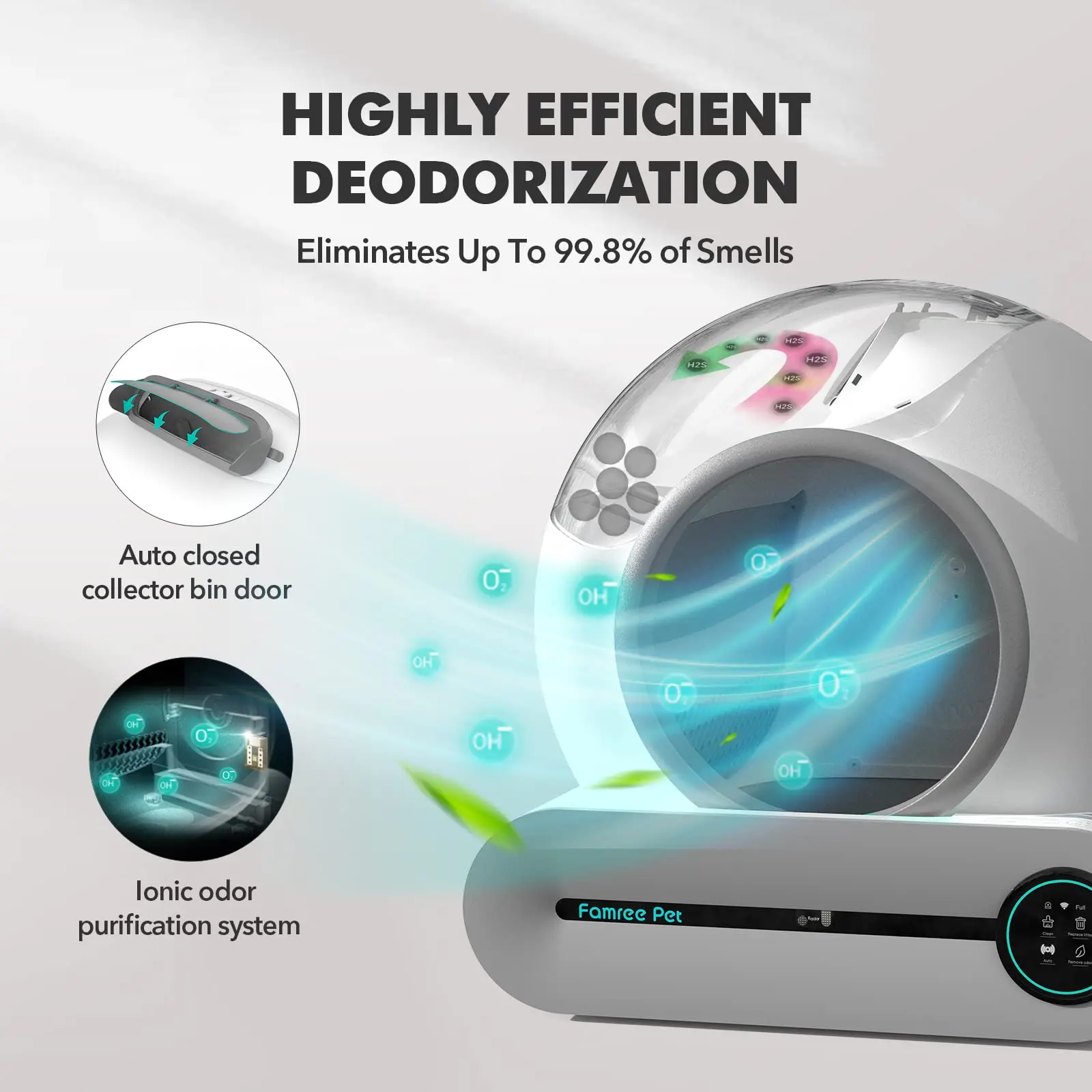 Smart Self-Cleaning Cat Litter Box Automatic Cat Litter Cleaning Robot with 65L+9L Large Capacity APP Control for Multiple Cats